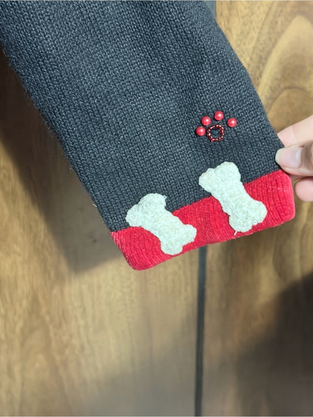 berek Black & Red Dog Motif Cardigan Sweater - Picture 6 of 10